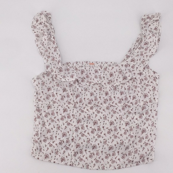 Free People Tops - Closet Closing - NWT Free People Crop Ruffle Smock Top White Floral